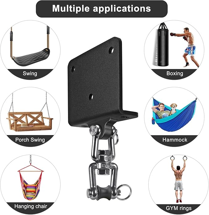 Kipika Punching Bag Hanger - Heavy Bracket 180° Swivel I-Beam Mount with Ceiling Installation Thick Hardware, Hooks for Boxing, Aerial Yoga, and Home Gym