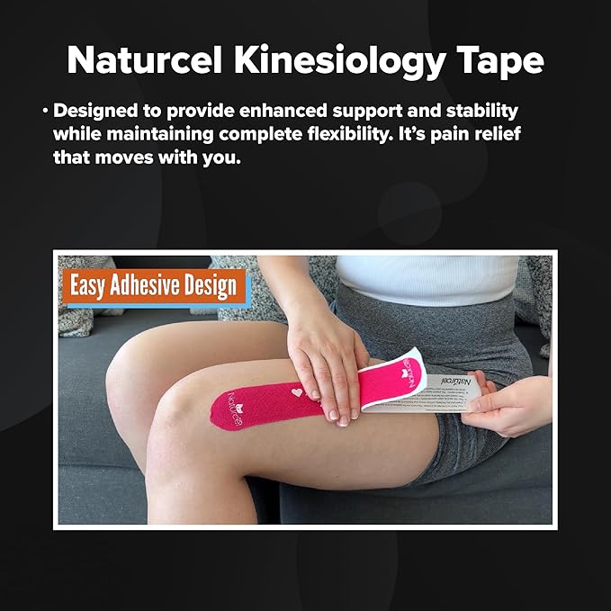 Sport Transdermal Pain Relief Tape, Kinesiology Tape, Sore Joints, Muscles, Back, Knee, Elbow, Shoulder Pain, 2 Elastic Strips(10x2 in), Water Resistant, Accelerated Recovery (Black, 1 Pack)