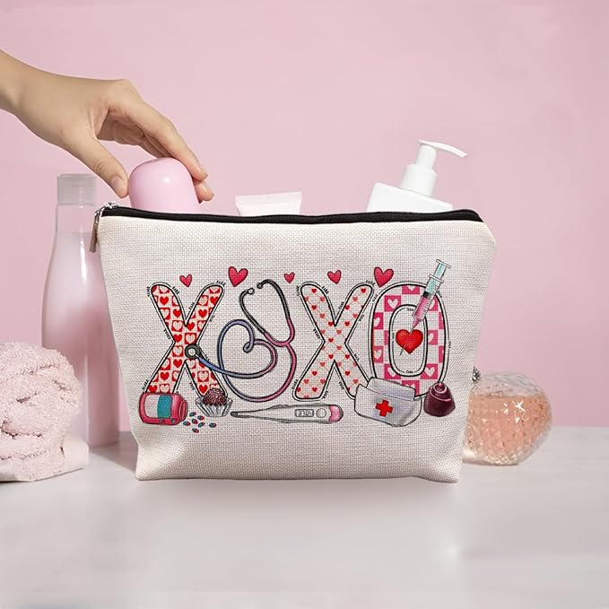 Pink XOXO Nurse Makeup Cosmetic Bags - Gifts for Nurses