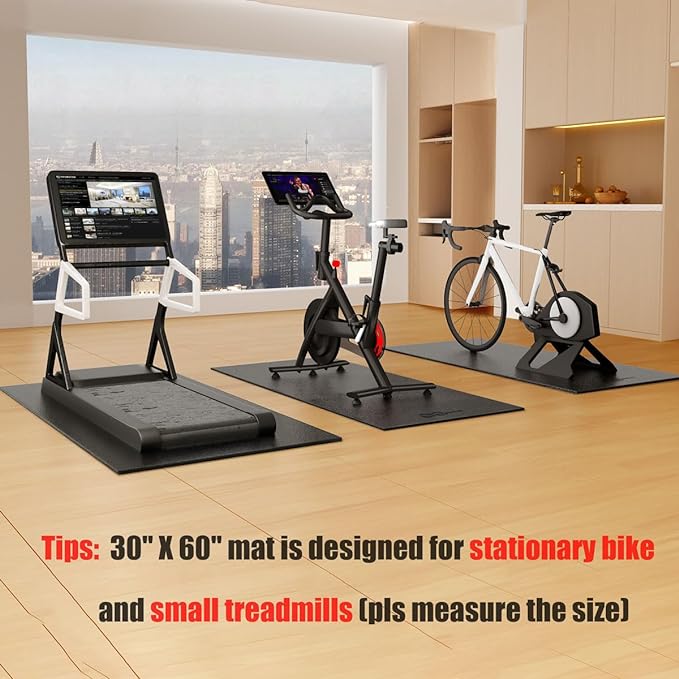 Bike Mat Compatible with Peloton Bike Elliptical Treadmill Mat 6mm Thick,
