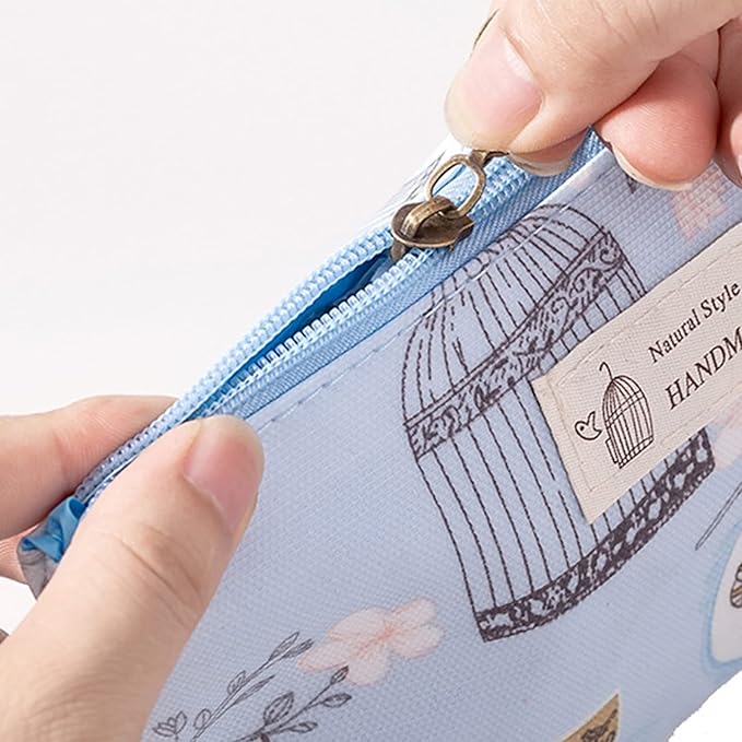 Qikuver Canvas Cosmetic Bags, 2 Pieces Cosmetic Bags for Women, Makeup bag Cute Cosmetic Bag Organizer Small Mini Makeup Pouch for Purse Toiletry Bag