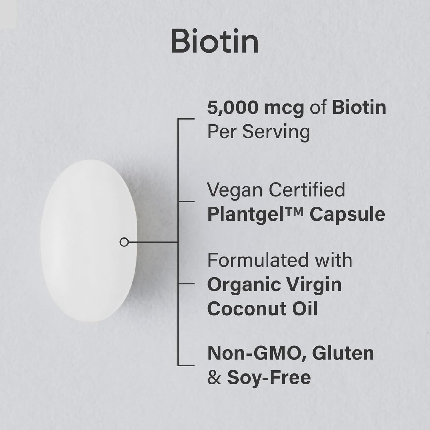 Sports Research Extra Strength Vegan Biotin (Vitamin B) Supplement with Organic Coconut Oil - Supports Keratin for Healthier Hair & Skin - Great for Women & Men - 5,000mcg, 30 Veggie Softgel Capsules