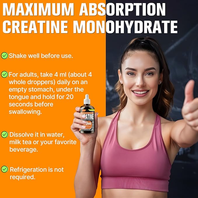 Creatine Monohydrate 3000mg, Liquid Creatine for Muscle Mass, Strength, Glute, Booty & Endurance - Creatine for Women and Men with Hydrolyzed Collagen & Trehalose - 120ml Creatine HCl (Lemon Flavor)
