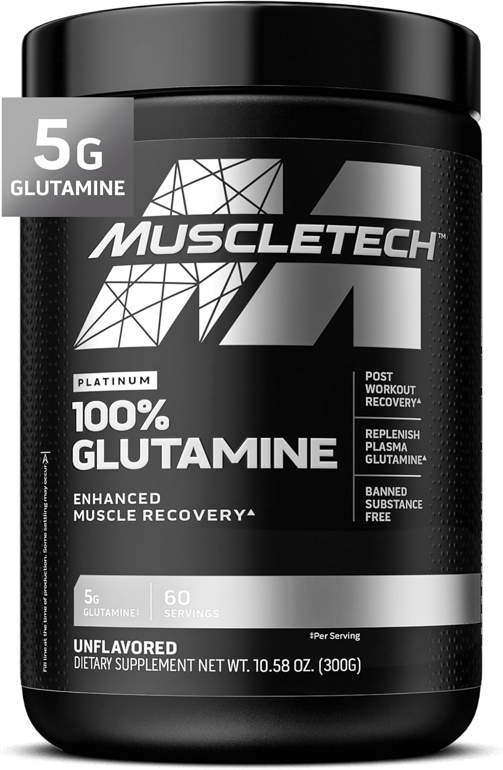Glutamine Powder | MuscleTech 100% Pure L Glutamine Powder | Post Workout Recovery Drink | L-Glutamine Powder for Men & Women | Muscle Recovery | Unflavored (60 Servings)