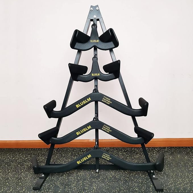Gym Fitness LAT Pull Down Bar Storage Rack for Mag Grip - Heavy Duty A-Frame Stand for LAT Pulldown Attachments