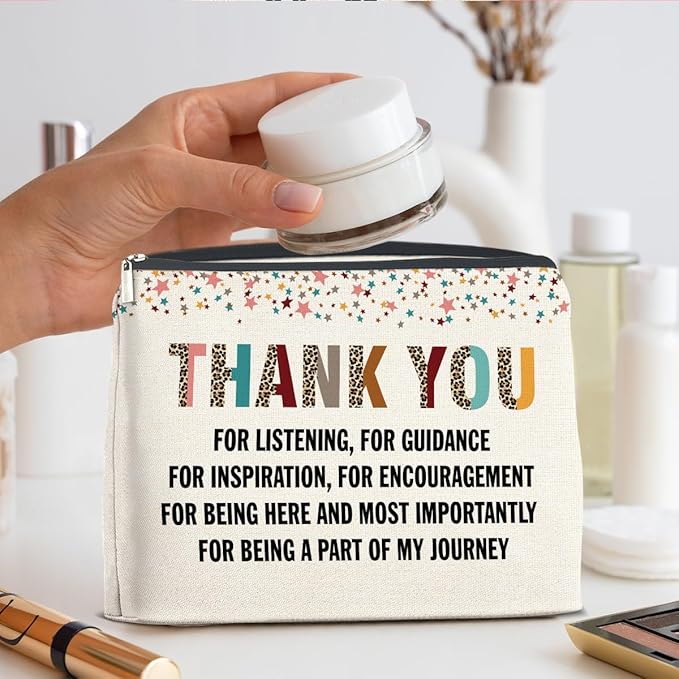 Thank You Gifts for Women Makeup Bag, Appreciation Gifts for Boss Coworkers Teacher Friends, Thank You for Being Part of My Journey Cosmetic Bag Zipper Makeup Pouch