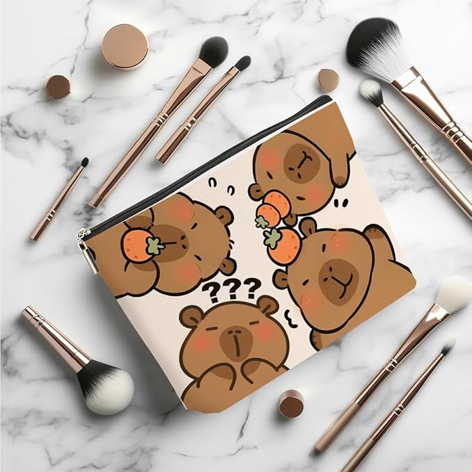 Capybara Makeup Bag, Capybara Gifts for Women, Capybara Lovers Cosmetic Bag Travel Organizer Bags Makeup Pouch, Capybara Stuff Animal Lovers Gifts for Girls Girlfriend Christmas birthday Gifts