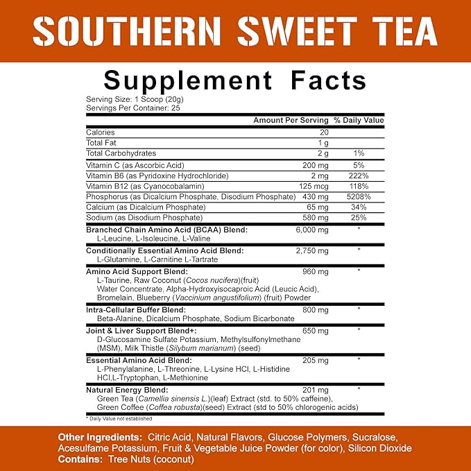 5% Nutrition Rich Piana AllDayYouMay Caffeinated BCAA Energy Powder | Premium Pre Workout Amino Energy & Electrolytes | Hydration, Endurance & Recovery | 16.3 oz, 30 Servings (Southern Sweet Tea)