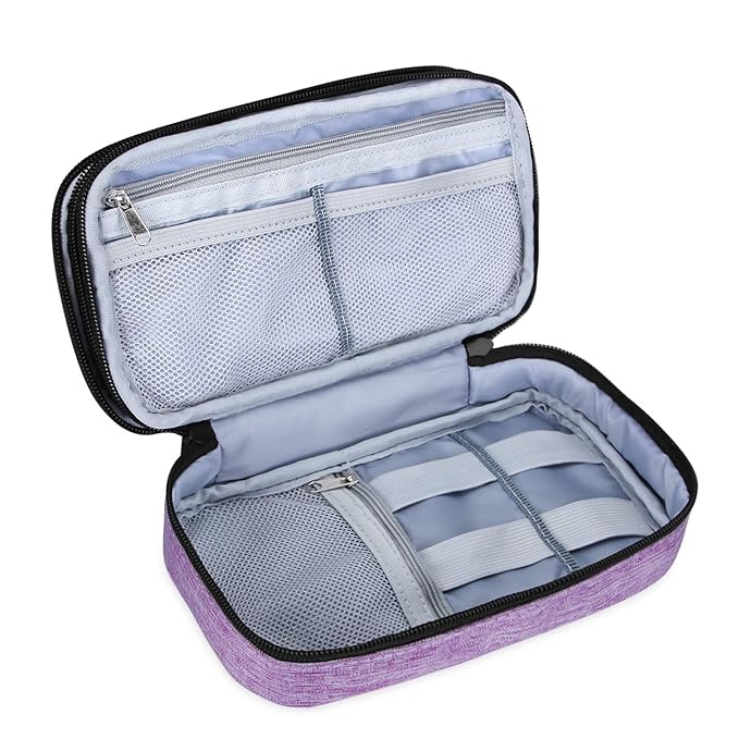 Teamoy Travel Makeup Brush Bag(up to 8.5"), Professional Cosmetic Bags Organizer Case with Handle Strap for Makeup Brushes and Beauty Supplies-Small, Purple (No Accessories Included)