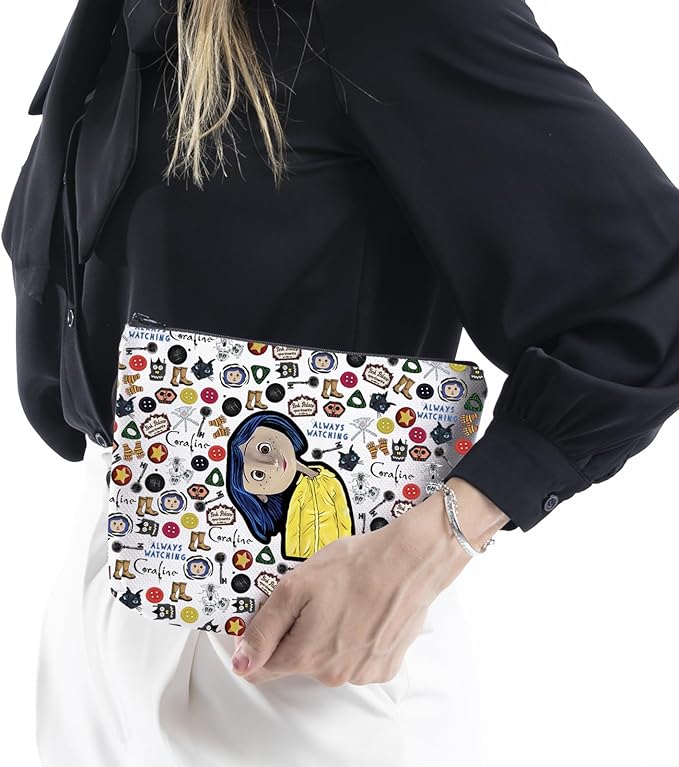 WCGXKO Horror Cartoon Movie Gift Cartoon Movie Makeup Bag Horror Movie Themed Travel Zipper Pouch (CoraliBag)