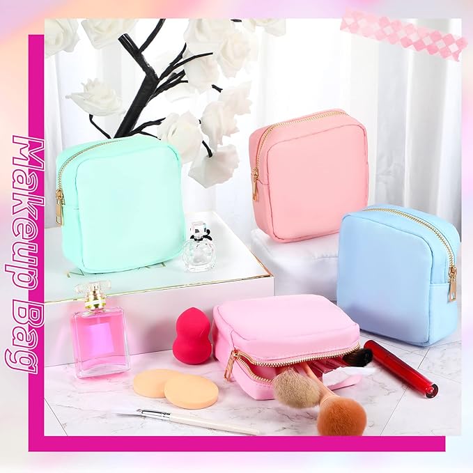 Sweetude 6 Pcs Nylon Makeup Bag Travel Nylon Pouch Zipper Cosmetic Bag for Purse Women Girls Organizer Makeup Pouch for Birthday Wedding Mother's Day Graduation Gifts(Mini,Assorted Color)