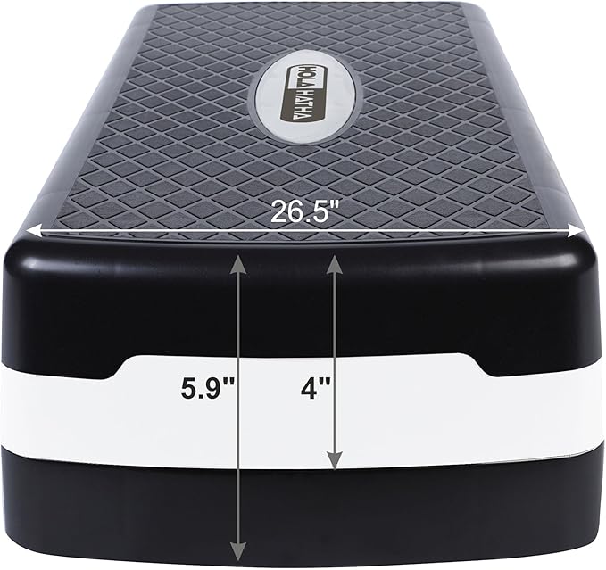 HolaHatha Compact Portable Aerobic Step Platform Exercise Fitness Equipment, Cardio Stepper with Adjustable Height for Home Gym