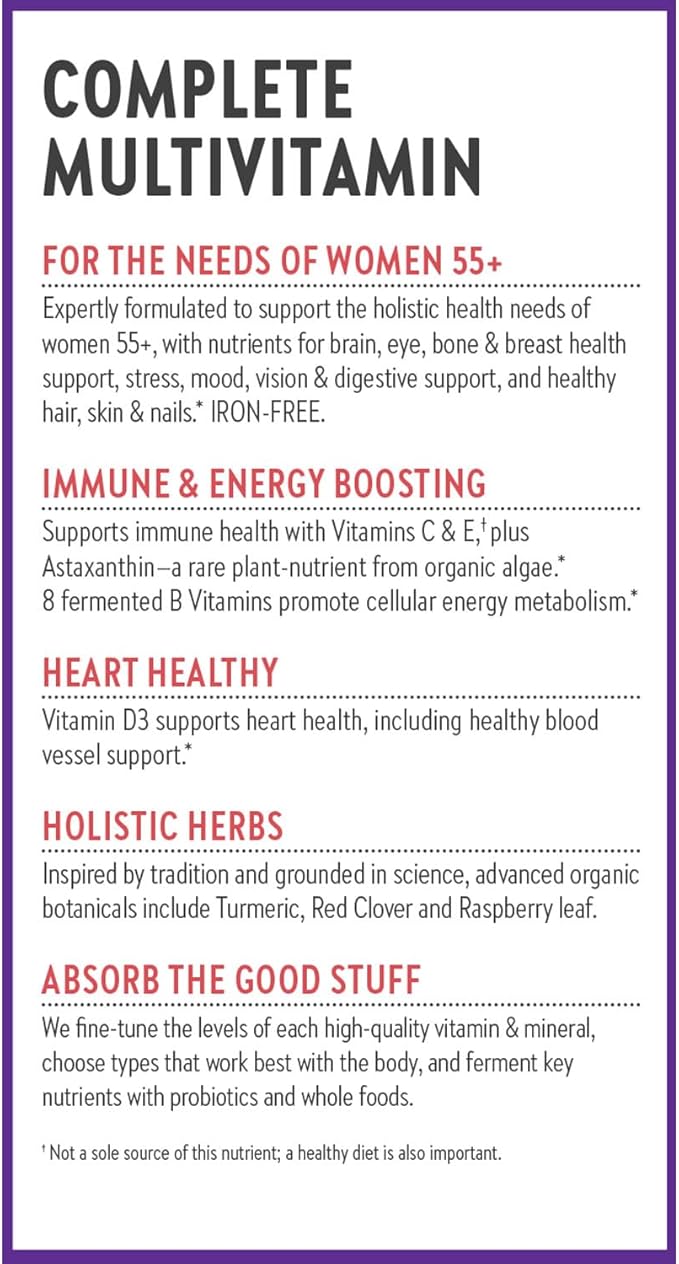 New Chapter Women's Multivitamin 50 Plus for Cellular Energy, Heart & Immune Support with 20+ Nutrients + Astaxanthin - Every Woman's One Daily 55+, Gentle on The Stomach, 96 Count