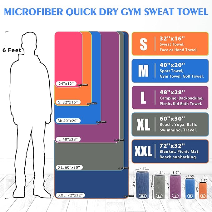 HOEAAS 2 Pack Microfiber Camping Towels