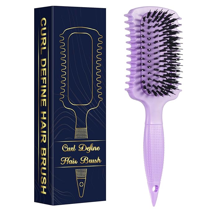 Curl Defining Brush, Volume Curly Hair Brush Products for Effortlessly Detangling Shaping and Styling Women's Men's Curls on All Wet or Dry Hair Types, Reduces Frizz (Purple 1PC)