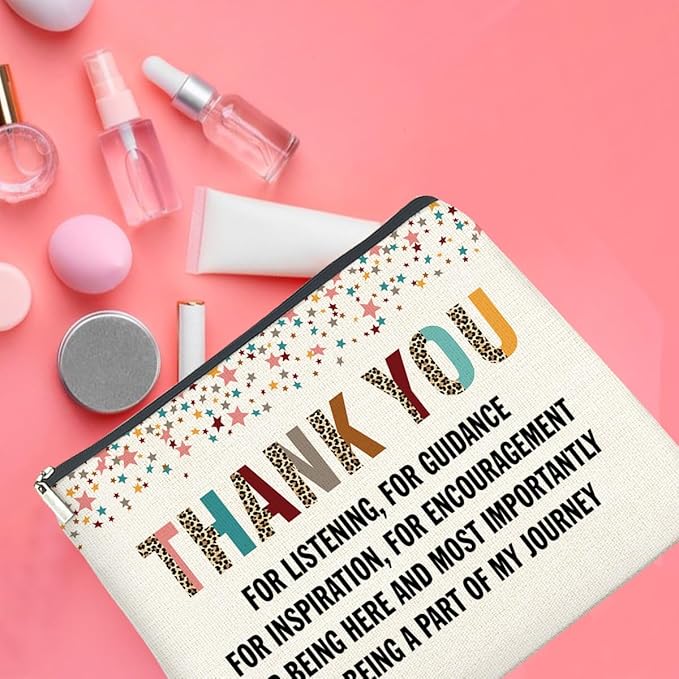 Thank You Gifts for Women Makeup Bag, Appreciation Gifts for Boss Coworkers Teacher Friends, Thank You for Being Part of My Journey Cosmetic Bag Zipper Makeup Pouch