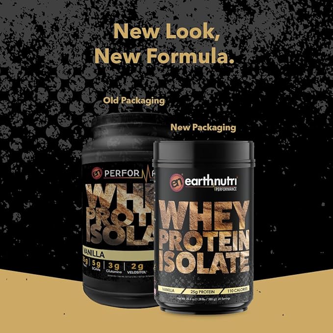 EarthNutri - Whey Isolate Protein Powder for Workout and Muscle Growth Support, 25g of Protein, Non-GMO and Organic Vanilla Flavor Whey Protein Isolate, Vanilla Flavor, 20 Servings