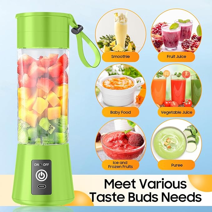 Portable Personal Size Mini Blender - 2025 Upgraded Cordless Blender for Smoothies & Shakes, Type-C Rechargeable, 380Ml Traveling BAP Free Juicer Cup for Sports/Travel/Home, 20000Rpm/Min Speed
