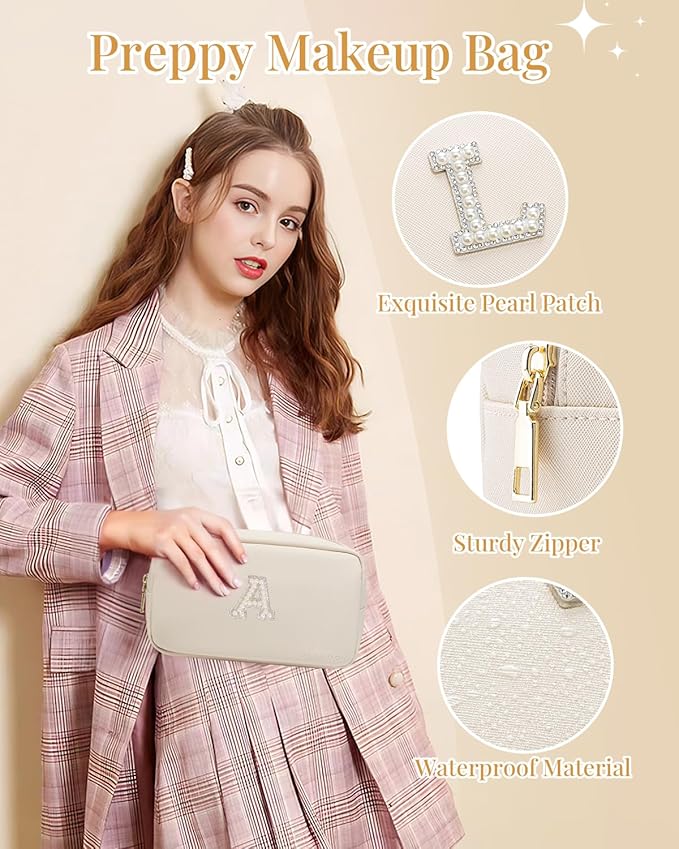 Vlando Personalized Birthday Gifts for Girls Daughter Initial Cosmetic Bag Travel Stuff for Women Girls Graduation Gifts for Daughter N