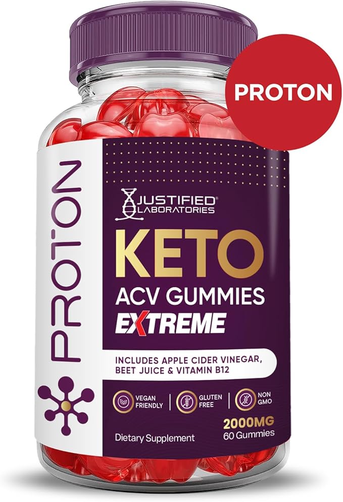 Proton Protein Keto ACV Gummies Extreme 2000MG Proton Keto Gummies Apple Cider Vinegar Formulated with Pomegranate Beet Juice Powder B12 Vegan Non GMO 60 Gummys