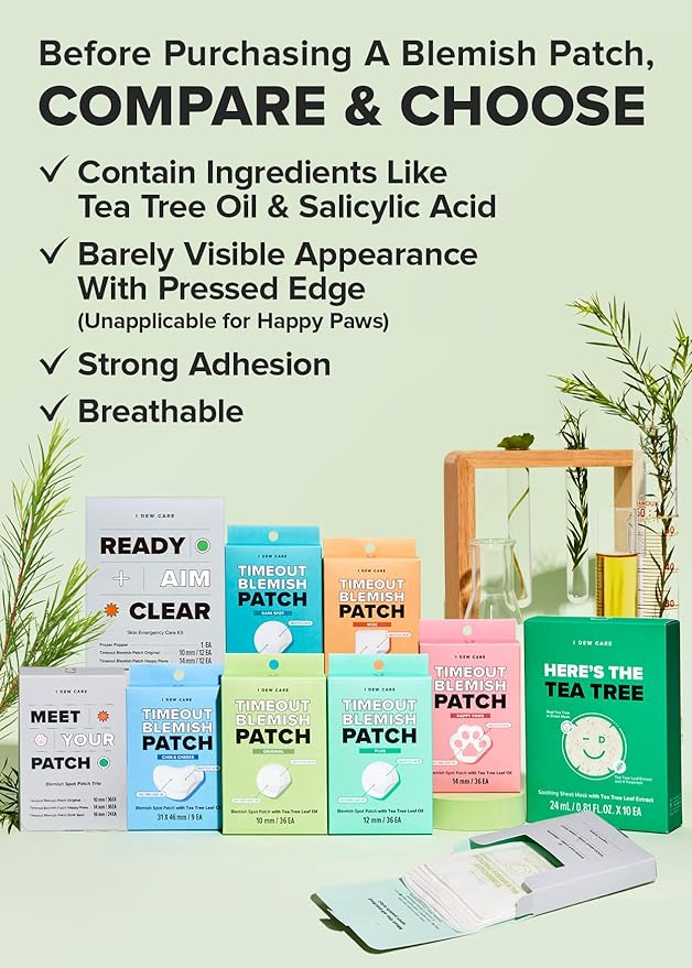 I DEW CARE Blemish Skincare Set - Ready Aim Clear | Face Mask & Acne Patch & Pimple Popper Tool, with Tea Tree Oil, Soothing & Hydrating, Treatment, Oily & Sensitive Skin