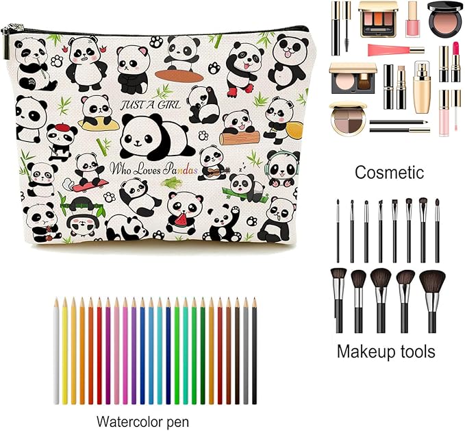 Panda Makeup Bags, Panda Gifts for Women, Funny Cosmetic Bag Birthday Christmas Gifts for Her, Sister, Daughter, Women