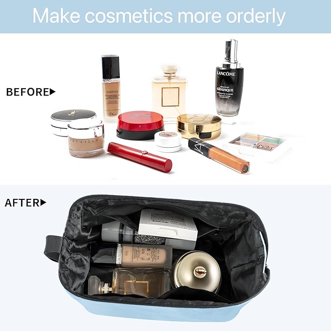 Travel Makeup Bag Cosmetic Bag Makeup Bag Toiletry bag for women and men (Large Blue)