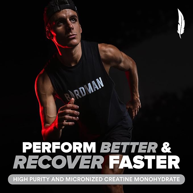 BIRDMAN Micronized Creatine Monohydrate Powder, Muscle Recovery, Caffeine Free, Creatine Pre Workout, Vegan, Post Workout, Gluten Free, Sugar Free | 80 Servings (5 Grams Each) | 0.8lb