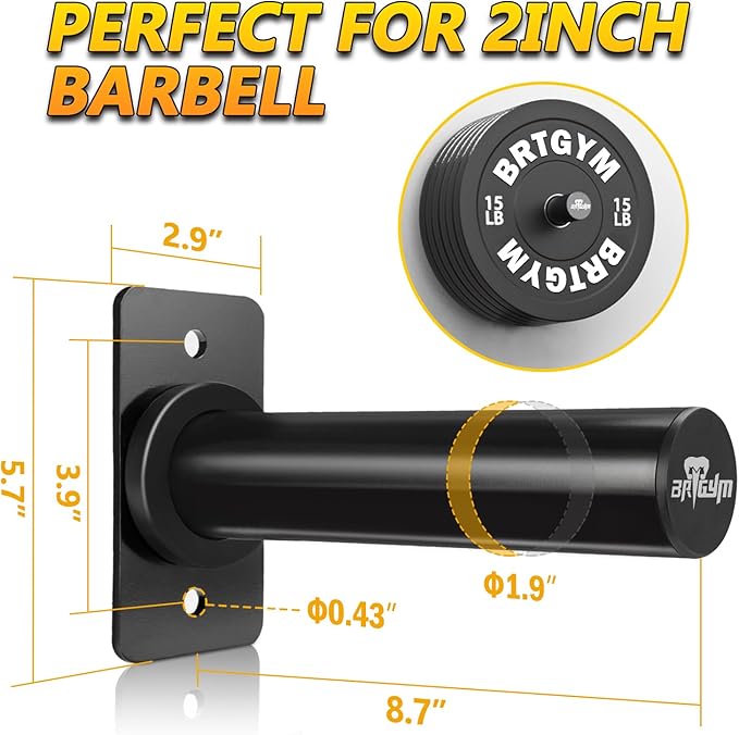 Wall Mounted Weight Plate Holder, Fit 2inch Olympic Weight Plates, Max Weight Capacity 275 lb, Heavy Iron Construction, Mounting Hardware Included