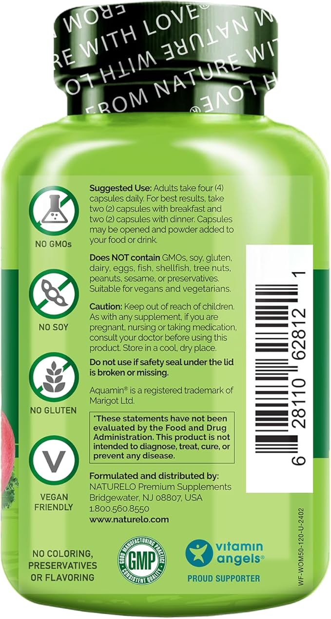 NATURELO Whole Food Multivitamin for Women 50+ (Iron Free) with Vitamins, Minerals, & Organic Extracts - Supplement for Post Menopausal Women Over 50 - No GMO - 120 Vegan Capsules