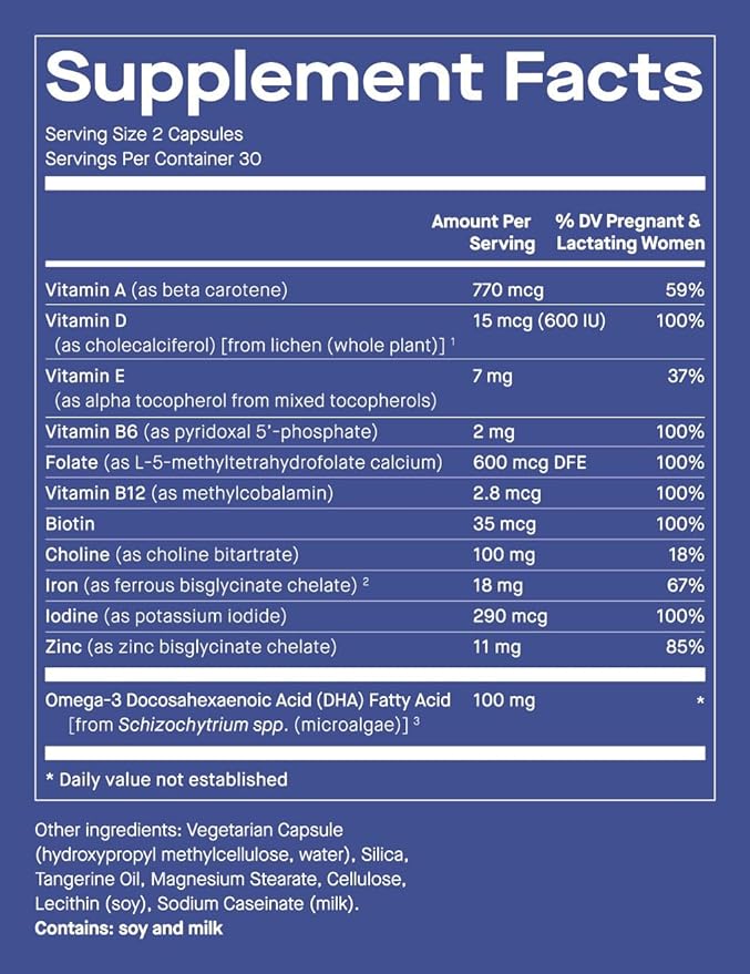 Modern Fertility Prenatal Multivitamin | Developed with OB-GYNs, Contains 12 Essential Nutrients for Support Before, During, and After Pregnancy, FSA HSA Approved | 30-Day Supply (60 Capsules)