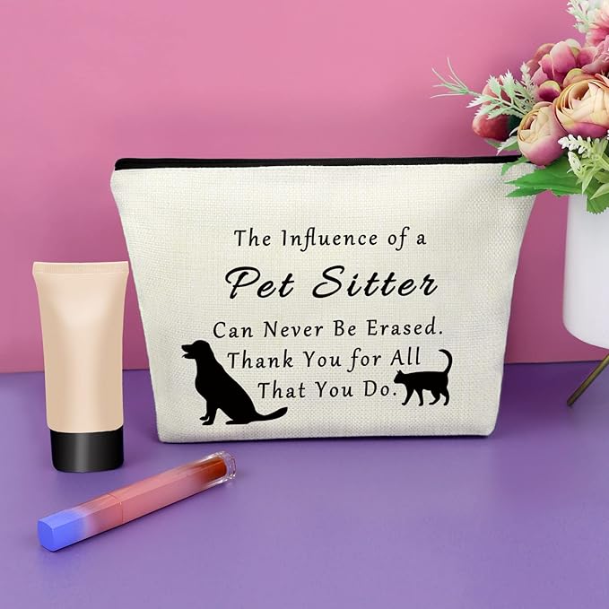 Pet Sitter Gifts Pet Lover Gifts Makeup Bag Dog Cat Lover Gifts for Women Appreciation Gifts Ideas Cosmetic Bag Birthday Thanksgiving Day Christmas Gifts for Her Cosmetic Travel Pouch