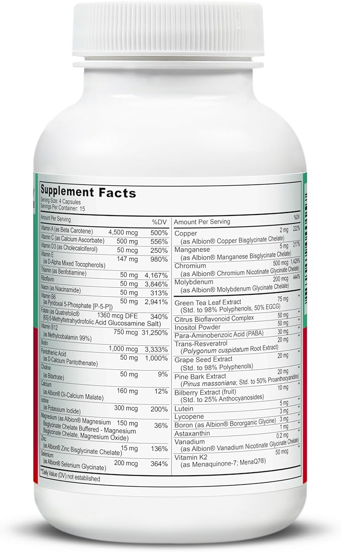 LIVELY VITAMIN CO. Multivitamin - 37 Vitamins Minerals and Extracts - Energy - Memory - Immune Function - Heart- Brain - Focus - Mood - Antioxidants - Dairy Gluten Soy Free - 60 Vegetarian Capsules