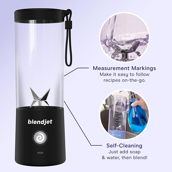 BlendJet Portable Blender for Smoothies & Shakes - 16oz BlendJet 2 - USB-C Rechargeable & Self Cleaning - Mini Travel Blender with Stainless Steel Blade (Urban Camo)