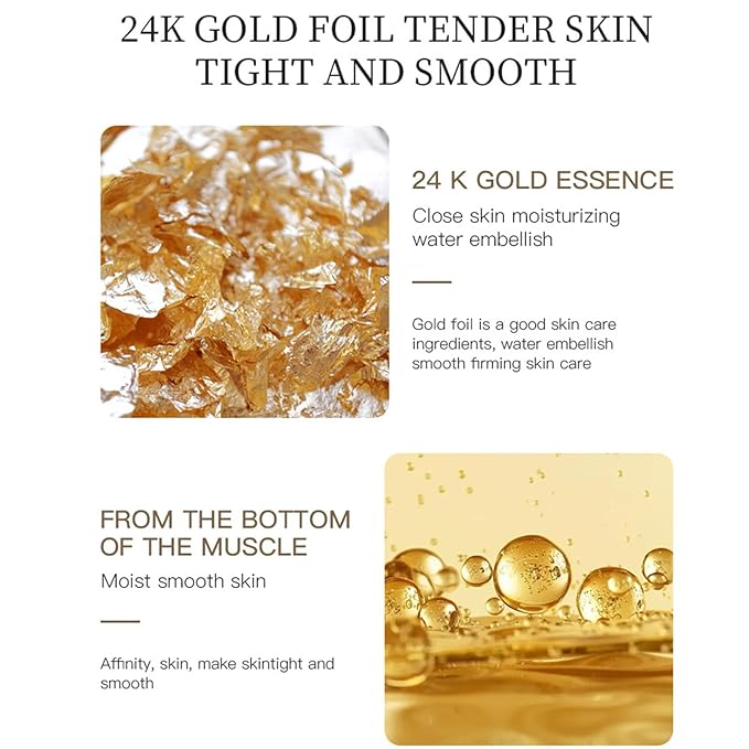 24K Gold Skin Care Set 6-Piece Collection 24K Skincare Set with Facial Cleanser, Face Serum 2pcs, Eye Cream, Essence Milk, Toner, Anti-Aging Skin Care Kit For Women