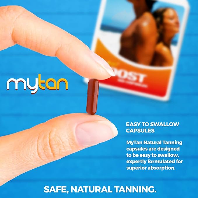 Boost Tan Pills | 100 Capsules | Sun Tan Accelerator | Natural Tanning Supplement | Tyrosine, Copper Multivitamin | 25-Day Extended Holiday Supply