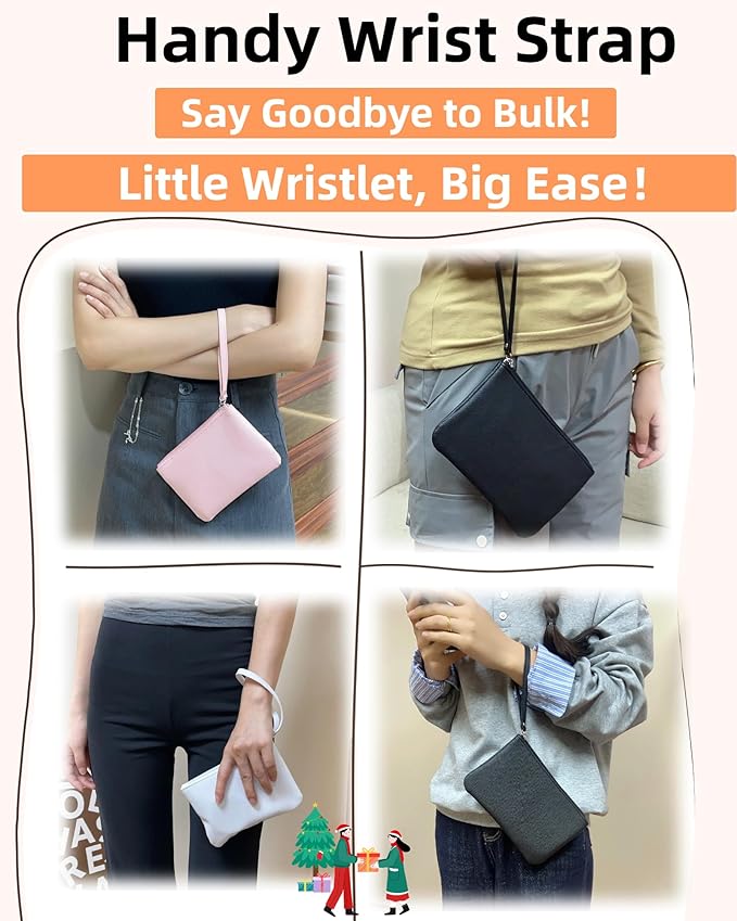 Small Makeup Bag for Purse Mini Cosmetic Pouch Zipper Little Wristlet, Tiny Make Up Organizer Lipstick Feminine Product Car Change Coin Holder for Women Handbags, 8 x 5 Clutch Phone Wallet,1 Pink