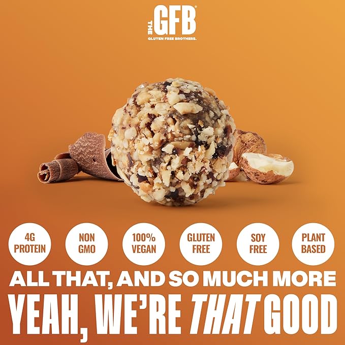 The Gluten Free Brothers Dark Chocolate Hazelnut Bites - Grain Free Protein Balls – Non GMO, Soy Free, Vegan – Paleo Friendly Snack Size Plant Based Protein Energy Balls, 4 oz (6 Count)