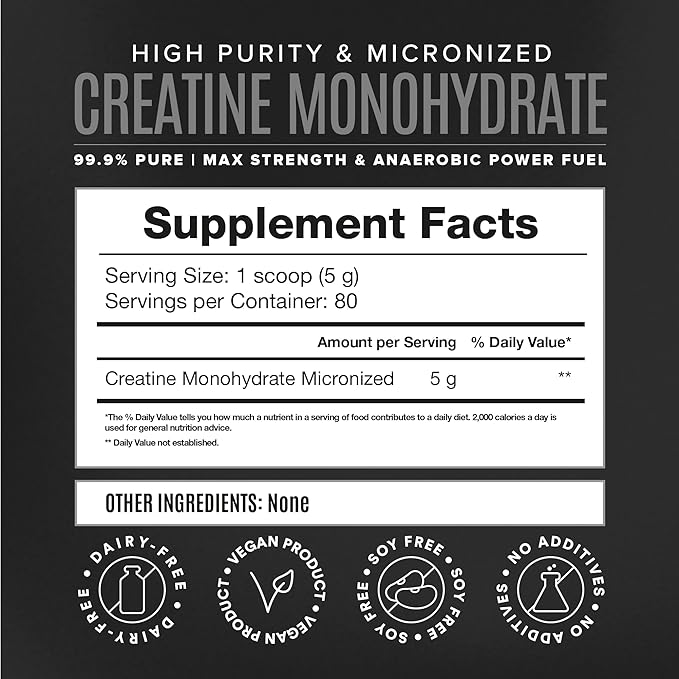 BIRDMAN Micronized Creatine Monohydrate Powder, Muscle Recovery, Caffeine Free, Creatine Pre Workout, Vegan, Post Workout, Gluten Free, Sugar Free | 80 Servings (5 Grams Each) | 0.8lb
