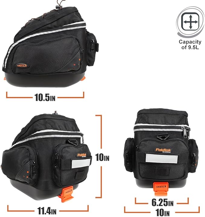 Ibera PakRak Quick-Release Mini Commuter Bike Trunk Bag and Seat-Post Bicycle Carrier Rack Combo