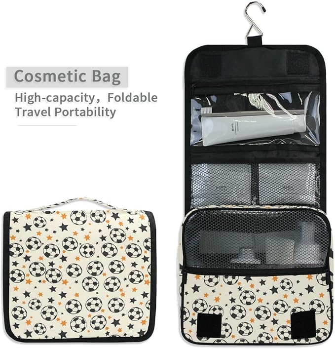 senya Hanging Travel Toiletry Bag Kit Boys Makeup Case Cosmetics Organizer for Men Women (Many Ball and Star)