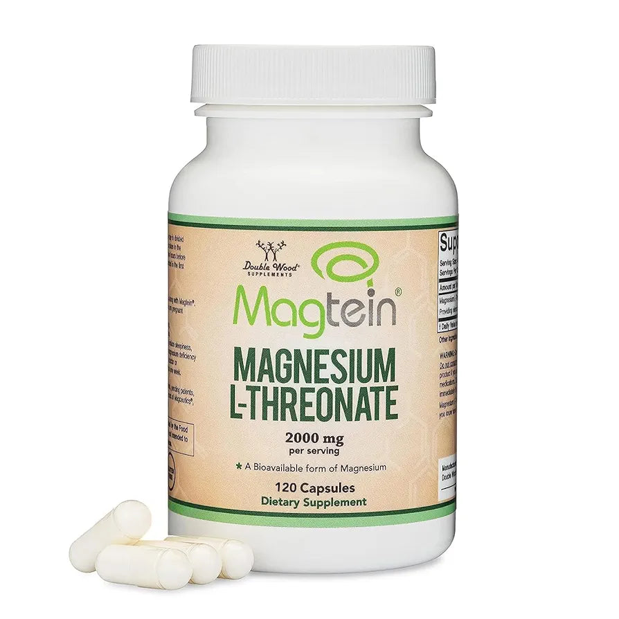 Magnesium L Threonate, Magtein™, Sleep and Cognitive Support – High Absorption – Most Bioavailable Form of Magnesium – 2,000 mg – 120 Capsules