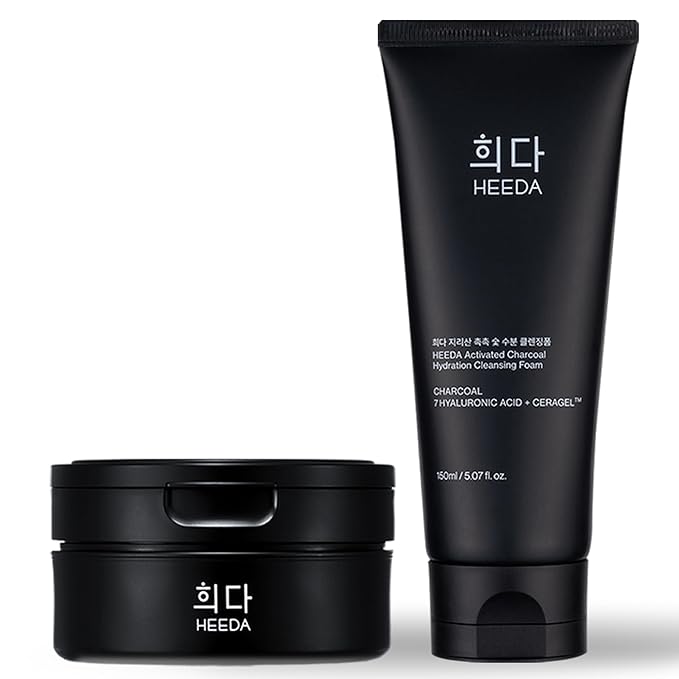 Charcoal Double Cleansing Duo, Hydrating & Purifying, Pore and Blackhead Deep Cleanse, Glass Skin Facial Skincare