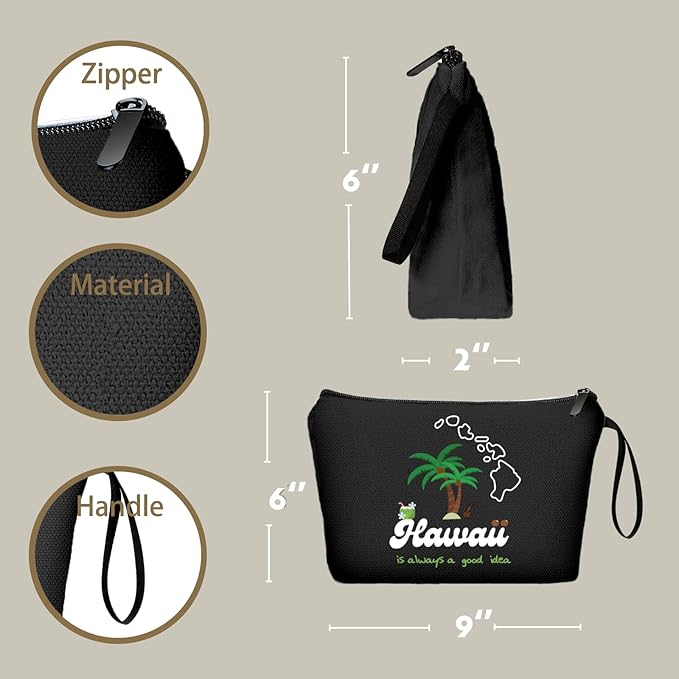 Hawaii Makeup Bag - Travel & Gift Set, Small Cosmetic Bag for Women, Perfect for Mom, Daughter, Sister, Friend or Coworker