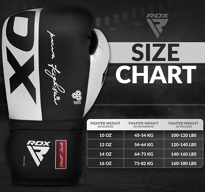 RDX Boxing Gloves, Maya Hide Leather Training Gloves for Muay Thai, Kickboxing, Sparring, Punch Bag, Punching Bag, Kickboxing Gloves, Martial Arts Training, Home Gym, Men, Women, 8 10 12 14 16 oz
