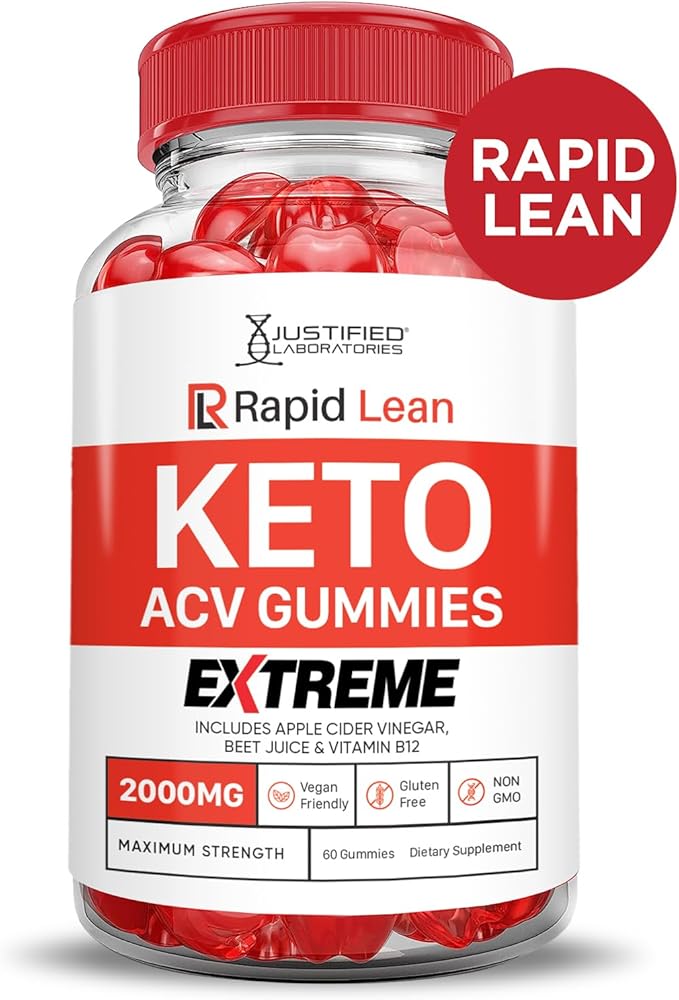 Rapid Lean Keto ACV Gummies Extreme 2000MG Rapid Lean Keto Gummies Apple Cider Vinegar Formulated with Pomegranate Beet Juice Powder B12 Vegan Non GMO 60 Gummys