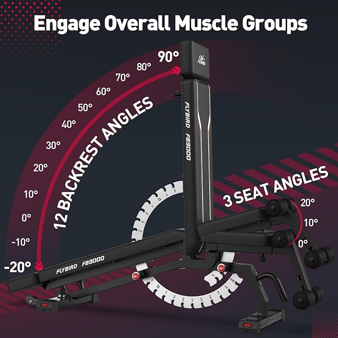 FLYBIRD Weight Bench 1200lbs Capacity FB3000