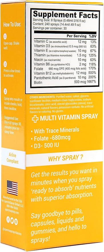 Spectraspray Multi Vitamin Pack - Oral Spray Essential Vitamins B12, D3 & Biotin