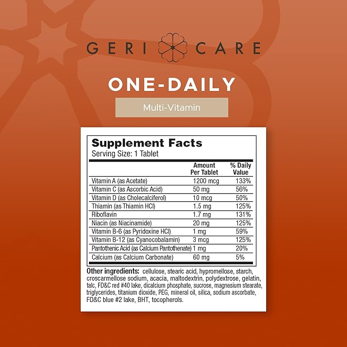 GeriCare One-Daily Multi-Vitamin Tablets Dietary Suplement, 1000 Count (Pack of 1)
