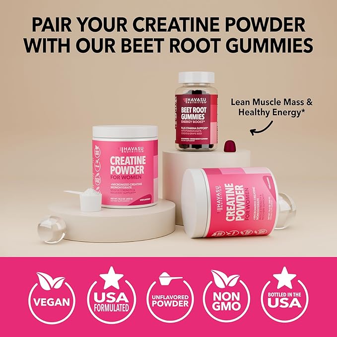 Creatine for Women With Micronized Creatine Monohydrate Powder for Post Workout Recovery Powder - Creatine for Women Booty Gain - 3g Unflavored, Non-GMO, Vegan Creatine Powder for Woman - 100 Servings